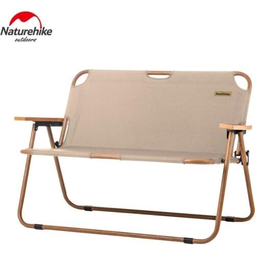Naturehike Outdoor Folding Leisure Double Backrest Chair Portable Sand Free Beach 2 Persons Wood Armchair For Camping Picnic