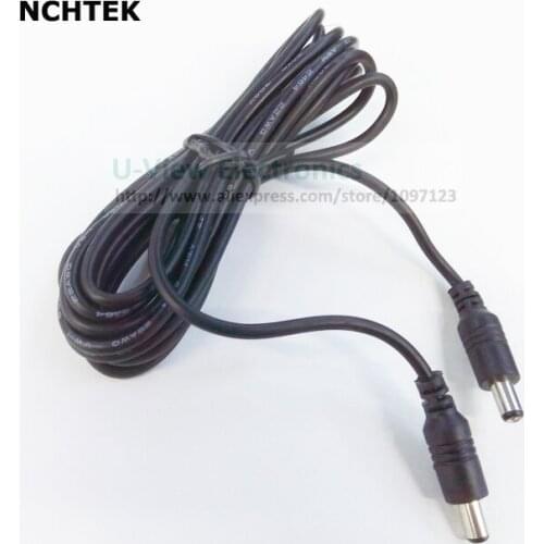 NCHTEK Dual Straight DC 5.5x2.1mm Male to Male Plug CCTV Connector Adapter Cable About 3M/Free Shipping/2PCS