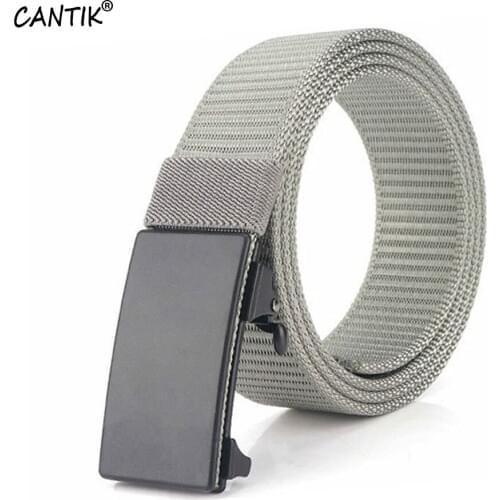 CANTIK New Design Black Blank Automatic Buckle Canvas Belts for Men High Quality Fashion Nylon Belt Clothing Accessories CBCA184