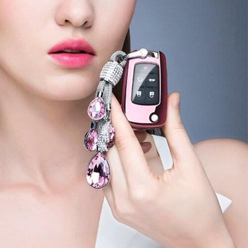 Full-Protective TPU Soft Folding Key Case Shell Key Holder Key Covers For Buick Chevrolet Cruze OPEL Artificial Crystal Pendant