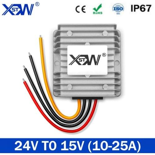 XWST DC DC Buck Converter 18-40V 24V 36V to 15V 10A 15A 20A 25A 120W Converter Regulator Waterproof Buck Power Supply Converter