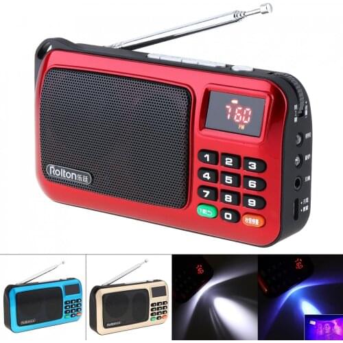 Rolton W405 Portable TF Card USB FM Elder Radio Speaker with LCD Display Subwoofer MP3 Music Player Torch Lamp Verify for PC
