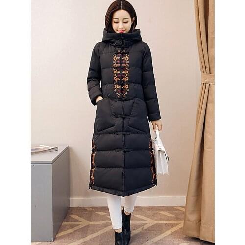 Down Cotton Coat Female Long Section 2018 Winter New National Wind Loose Hooded Women Cotton Jacket Long Sleeve Womens Clothing