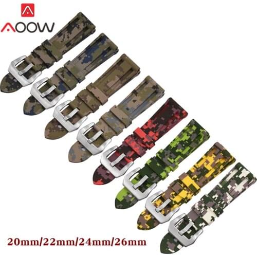 20mm 22mm 24mm 26mm Silicone Strap Watchband Camo Printing Men Sport Waterproof Replacement Bracelet Belt Watch Band for Panerai