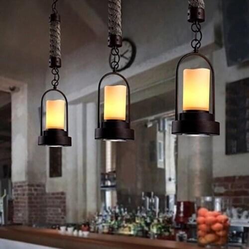 Retro industrial chandelier living room dining room bar candle holder chandelier creative personality bar table decorative lamps