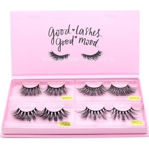 Pink Lash Book Four Pairs Lash Box Mink Eyelashes 25mm Lashes Fluffy Messy 5D Mink Lashes Wholesale Custom Lashbox Packaging