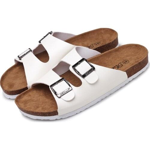 Couple Cork Shoes Summer Mens Non-slip Beach Sandals Buckle Casual Slippers