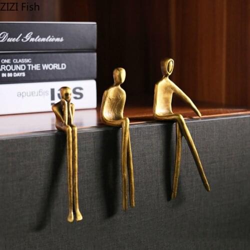 Modern Nordic Home Humanoid Ornaments Study Creative Crafts Model Room Bookcase Wrought Iron Decorations