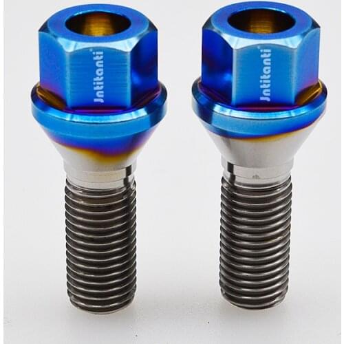 Burnt blue M12*1.5*28 Gr5 titanium wheel bolt for BMW