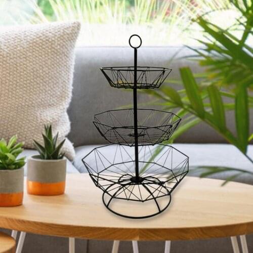 3 Layers Fruit Basket Nordic Style Fruit Plate Household Counter Top Exquisite Iron Sturdy Snacks Basket for Living Room
