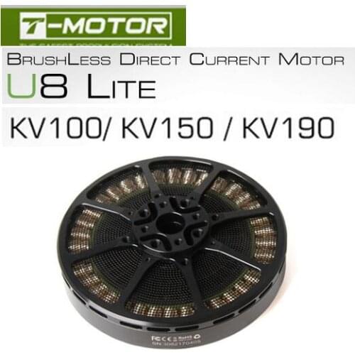 T-motor Ultralight U8 Lite KV100 KV150 KV190 Silver Winding Brushless Motor For Aircraft