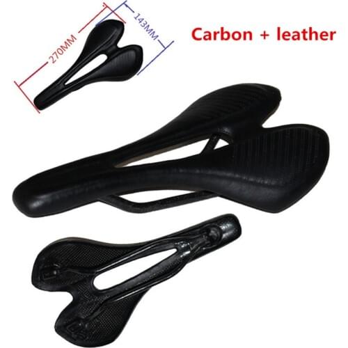 Sillin carbono carretera bicycle ultralight carbon + leather race climbing mountain bike seat long-distance riding saddle