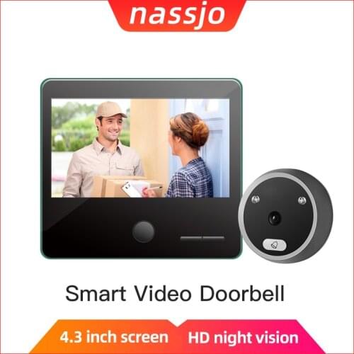 Nassjo Smart Video Doorbell Alloy Digital Peephole Recording HD IPS Screen Infrared Night Vision Large Wide-angle Smart Home