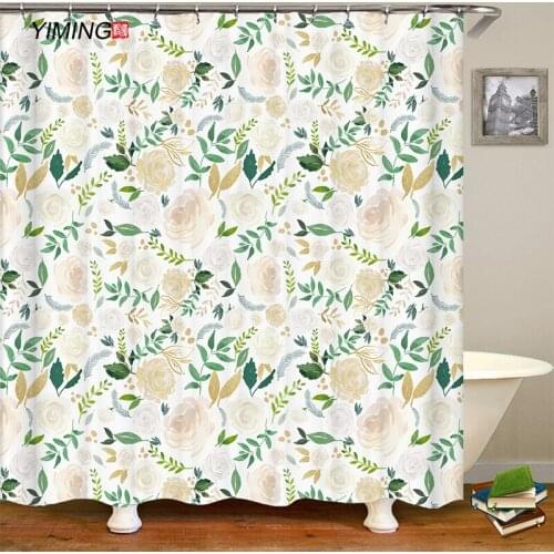 Bathroom waterproof shower curtain simple painting small floral 3D printing polyester home decoration curtain with hook 180x180