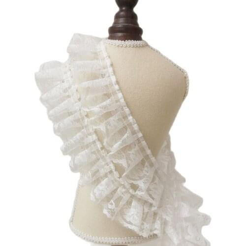 1M Embroidery Lace Ribbon Trim High Quality White Fabric 5cm Sewing Trimmings For Clothing Collar Craft Supplies Decoration QT5