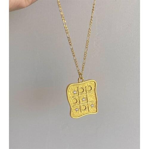 Brass With 18K Gold Zircon Moon Pendant Necklaces Women Jewelry Punk Party T Show Designer Club Ins Rare Japan Korean