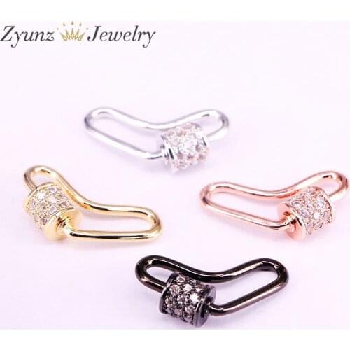 6PCS, 9*25mm, CZ Micro Pave Clasp,Pave Clasp, Heart shape clasp, Pave Lock, Gold/Rose Gold/Gunmetal/Silver color