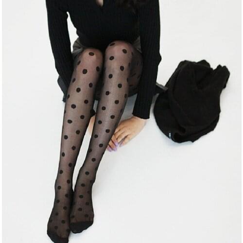 Womens Tights Classic Small Polka Dot Silk Stockings Thin Ladies Vintage Faux Tattoo Stockings Pantyhose Female Hosiery