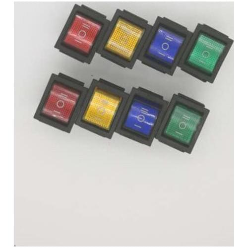 10PCS 6 Pins KCD4 DPDT On-OFF-On Latching Rocker Switch Power Switch With Indicator Light
