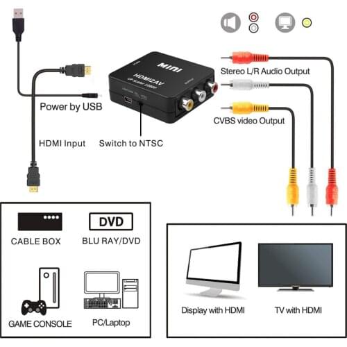 1080P Mini RCA AV Composite Adapter Converter Audio Video Cable CVBS AV Adapter Converter For HD TV With USB Cable