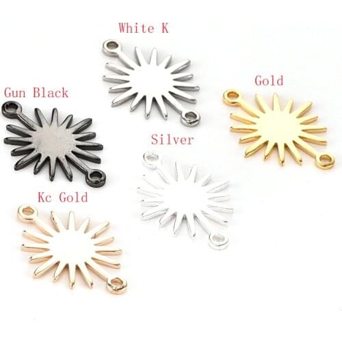 18 * 13.2mm Brass Double Hanging Glossy Sun Flower Small Sun Charm Pendant DIY Bracelet Necklace Accessories