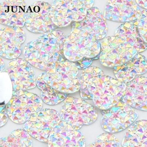 6 8 10 12 16 20 30 35mm Glitter Large AB Crystal Heart Rhinestone Applique Flat Back Crystal Stone Resin Gems Non Hot Fix Strass