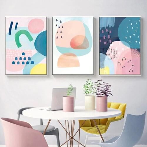 Abstract Watercolor Multi Pink Princess Canvas Paintings Nordic Poster Print Nursery Wall Art Pictures for Girls Room Home Decor