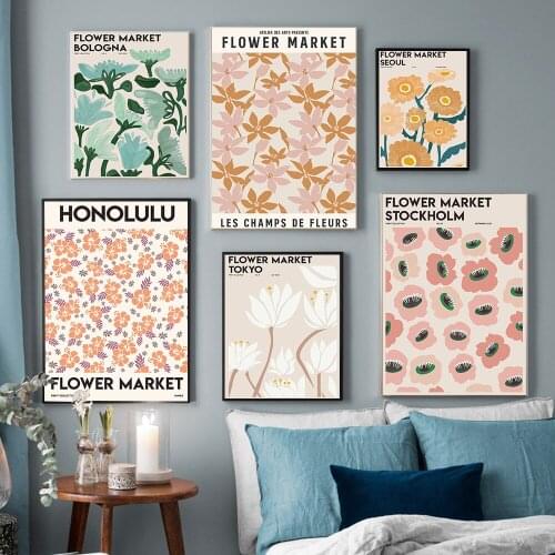 Abstract Flower Market Vintage Watercolor Wall Art Canvas Painting Nordic Posters And Prints Wall Pictures For Living Room Decor