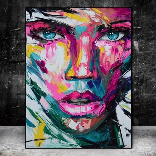Abstract Colorful Girl Face Canvas Paintings Posters And Prints Modern African Girl Wall Art Pictures Home Wall Decor Cuadros