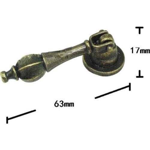 Antique Chinese Style Handle Drawer Wardrobe Door Handle Wooden Box Handles With Screws Zinc Alloy,Bronze Tone,63*17mm