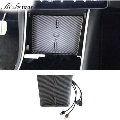 Carbon fiber car wireless charger for Tesla Model 3 cableless charging onboard qc3 dual USB ports for iphone 11 fast charge pad