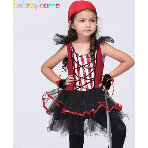 Babzapleume Brand Girls tutu Dress Striped Sleeveless Party Clothes Halloween Children Clothing Kids Pirate Cosplay Costume Y006