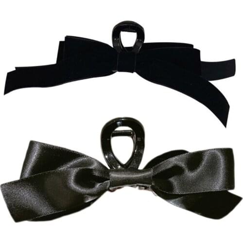 Velvet Bow Hair Claw Clips Non Slip Hair Jaw Clamps Satin Bow Cute French Design Barrettes Fashion Accessories for Girls