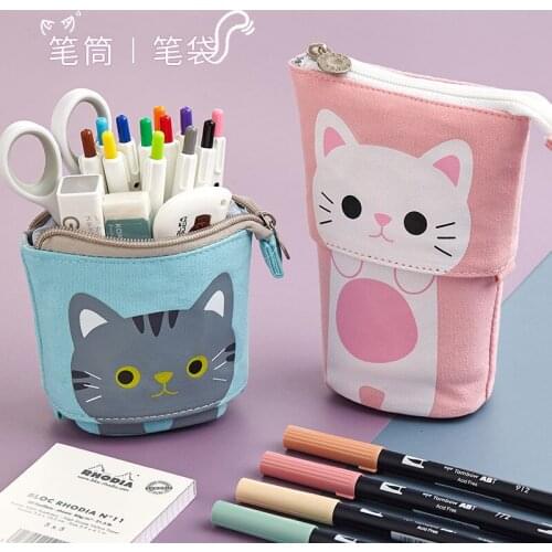 Korea Cute Simple Multifunctional Pen Holder Pencil Case Variable Drop Down Pen Holder Canvas Pencil Case