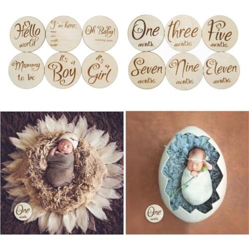 1 Set Baby Milestone Card Wooden Newborn Monthly Commemorative Card Newborn Birth Month Photography Props