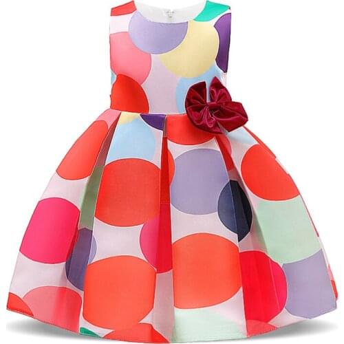 2021 Summer Colorful Dot Kids Party Dress For Girl Children Costume Princess Dresses Girls Vestido Sleeveless Clothes 3-10 Years