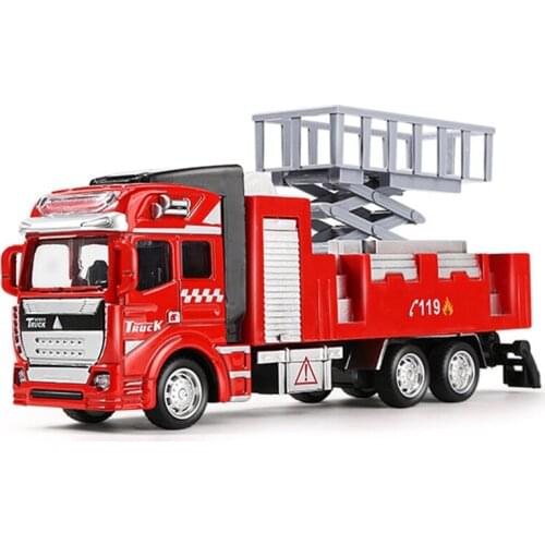 Intelligent educational toy Pull Back Car Alloy Model Set Fire sprinkler Lift Truck Ladder Truck toys for kids 2 to 4 years old