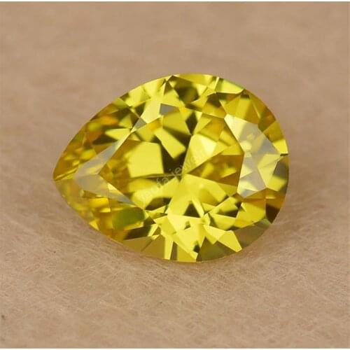 Hot Sale 2*3~13*18mm 5A Grade Loose CZ Stones Pear Shape Cut Synthetic Dark Golden Yellow Gems Cubic Zirconia Stone For Pendant