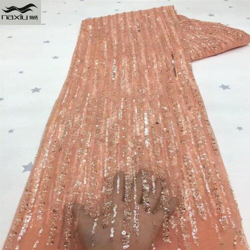 Madison African Handmade Beaded Lace Fabric 2021 High Quality Nigerian French Tulle Lace Fabric For Wedding Dress Sewing