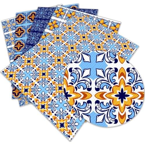 Texture Flower Pattern Printed Faux Leather Sheets for Bow Centers Bag Earring DIY Decoration Crafts A4 22*30CM