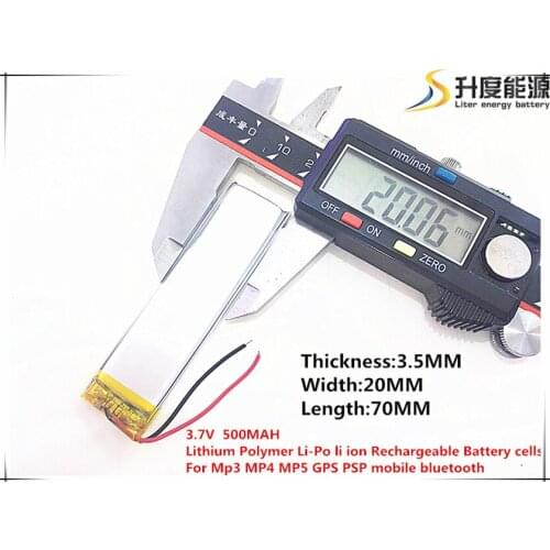 3.7V 500mAh 352070 Lithium Polymer Li-Po li ion Rechargeable Battery cells For Mp3 MP4 MP5 GPS mobile bluetooth