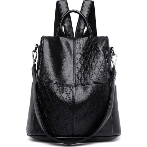 2020 Retro Patchwork Backpack Women Leather School Bags For Teenage Girls Anti-theft Ladies Shoulder Bags Simple Travel Backpack