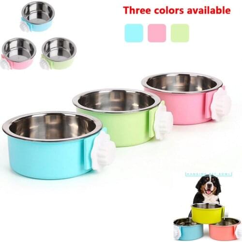 Stainless Steel Pet Feeder Cat And Dog Food Bowl Dog Cage Hanging Fixed Cup Feeding Tray Pet Supplies Comedero Perro