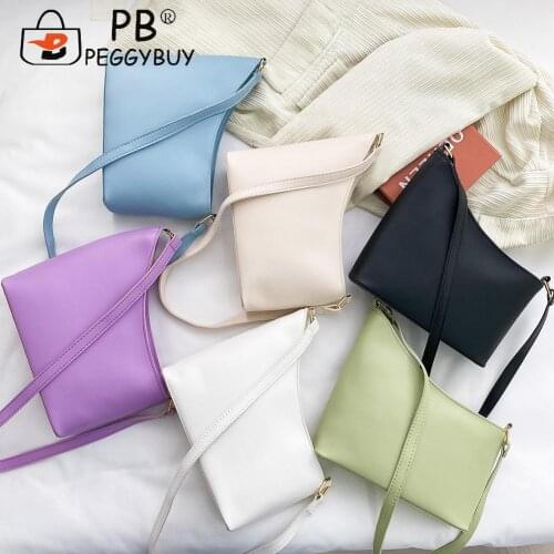 Fashion Women Pure Color Shoulder Underarm Bag Casual All-match PU Leather Zipper Small Handbags Portable Street Travel Purse