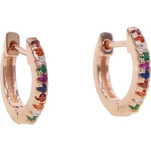 Fashion micro pave 925silver rainbow cz earring delicate jewelry gold silver color cute dainty cz colorful minimal girl earring