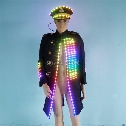 WYY Fashion Colorful Led Luminous Ballroom Costume Suit Led Growing Flashing DJ Singer Dancer Host Performer Stage Wear Clothes