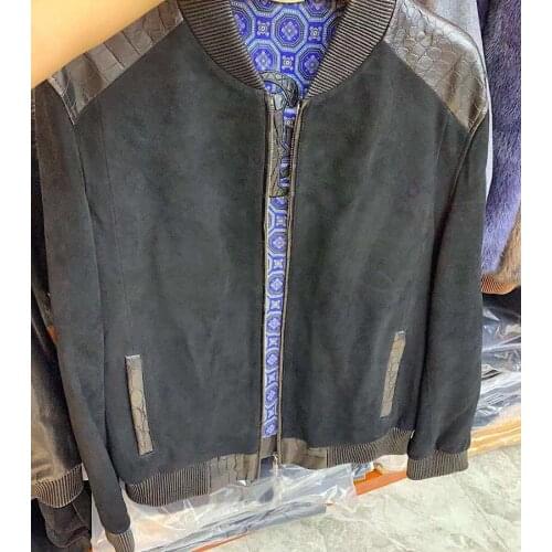 Men Crocodile Texture Leather Bomber Jacket Casual Fashion Real Leather ALLIGATOR Jacket Luxury Wear Stylish Biker Jacket