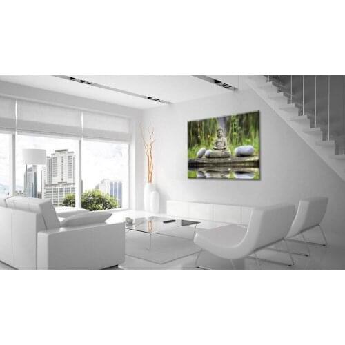 Wall Art Canvas Modern Large Buddha Wall Art Print On Canvas Statue with Stone Ready to Hang Drop shipping