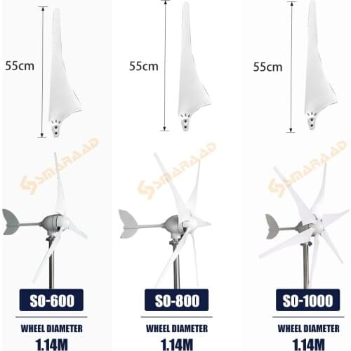 Latest Design 1000W Small Windmill 12v 24v 6 Blades Horizontal Wind Turbine Generator New Energy With MPPT Controller Homeuse