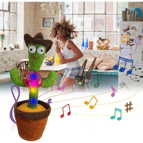 New Cactus Plush Toy Electric Singing 120 Songs Dancing Twisting Cactus Luminous Recording Learning To Speak Twisting Plush Toy